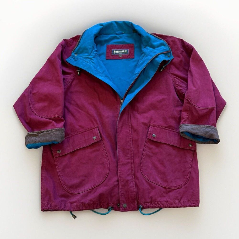 Timberland Burgundy and Blue Military Field Jacket